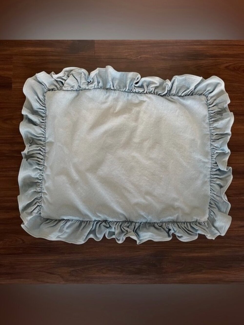 Vintage Ralph Lauren Blue Denim Ruffle Standard Pillow Sham (1) Cottage Country